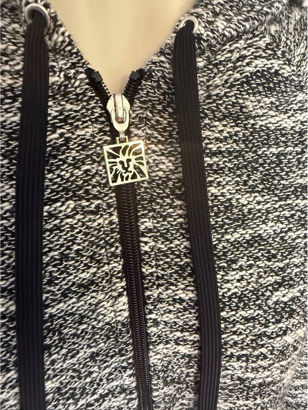 Anne Klein Sport Black and White Marled Zip-Up Hoodie - Picture 3 of 11